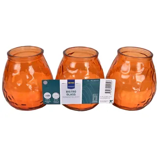 METRO PROFESSIONAL Kerze im Glas, Paraffinwachs, 9.8 x 10.2 cm, ca. 48 Std., orange, 3 Stück