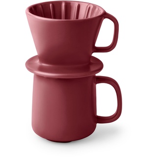 Tchibo Kaffeebecher, mit Filter für Handaufguss, Filtergröße 101, 350 ml, Mikrowellengeeignet, Keramik, berry