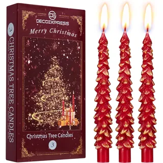 Kerzen Set Weihnachten Deko 3er/6er Pack Wachs Deko Kerzen Baum Motiv Geschenk