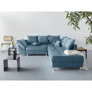 COLLECTION AB Ecksofa (Spar-Set) Innsbruck L-Form und Hocker, Spar-Set, Ecksofa und Hocker, Recamiere links oder rechts montierbar blau