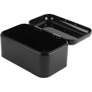 Tomotato Brotkasten mit Deckel, 30,5 x 18 x 16cm Metall Brotkorb Brot Aufbewahrungsbox Arbeitsplatte Brotbehälter für Brot Toast Gebäck Kuchen(Schwarz)