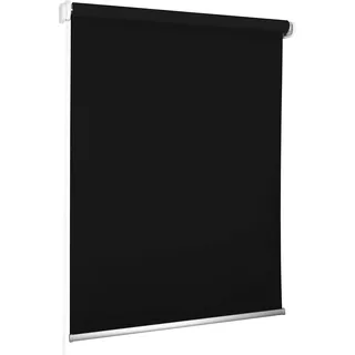 ROLLMAXXX Verdunkelungsrollo Seitenzug 150 x 190 cm – Schwarz | Stoffrollo mit Kettenzug für Fenster, Fensterrollo Verdunkelung & Sichtschutz, Montage an Wand oder Decke