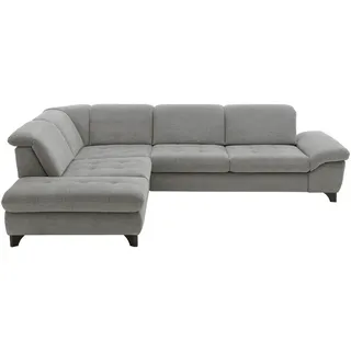 Beldomo Style Ecksofa, Grau, Metall, 5-Sitzer, Ottomane links, L-Form, 319x260 cm, seitenverkehrt erhältlich, Bettfunktion Hocker Rücken echt, Wohnzimmer, Sofas & Couches, Wohnlandschaften, Ecksofas