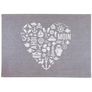 Bow & Hummingbird Platzset Tischset Nordisch by Heart, aus recycelter Baumwolle grau|weiß