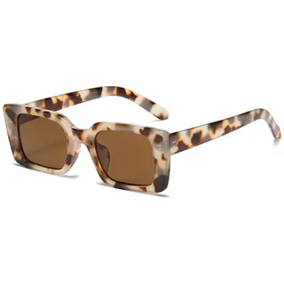 MUTYNE Sonnenbrille für Damen, quadratisch, luxuriös, rechteckig, mattierte Textur, beliebter Stil, Brille, UV400, Leo weiß - Einheitsgröße