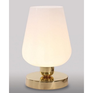 Licht-Erlebnisse Nachttischlampe DALIA, ohne Leuchtmittel, Tischlampe Wohnzimmer massives Messing Premium E27 Vintage Design goldfarben