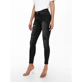 Ankle-Jeans ONLY "ONLBLUSH MID SK RW AK DT DNM TAI099 NOOS" Gr. L (40), Länge 32, schwarz (washed black) Damen Jeans Röhrenjeans mit Destroyed Effekt