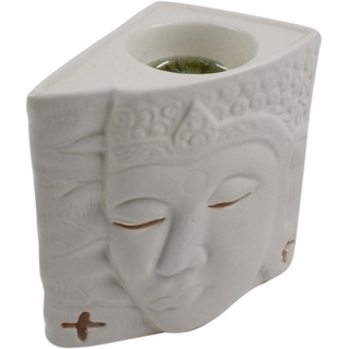 Guru-Shop Duftlampe Keramik Duftlampe - Buddha 1 weiß weiß 10 cm x 12 cm x 7 cm