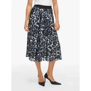 Plisseerock VILA "VINITBAN PRINT SKIRT - NOOS", Damen, Gr. S (36), grau (glacier gray aop:kia), Web, Obermaterial: 96% Polyester, 4% Elasthan, bedruckt, regular fit wadenlang, Röcke