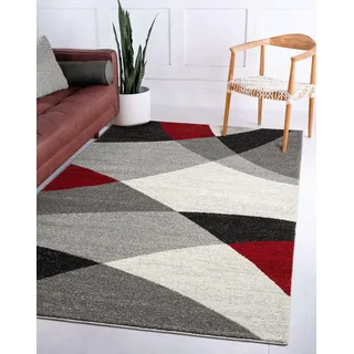 The CarPET Pearl Kurzflorteppich 160 x 220 cm Grau/Rot