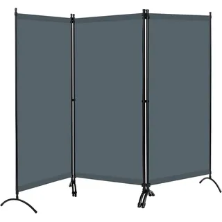 Woltu Paravent 3-teilig 255x181cm Raumteiler Klappbar Sichtschutzwand Dunkelgrau