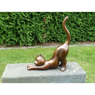 IDYL Dekofigur IDYL Bronze-Skulptur Katze streckend