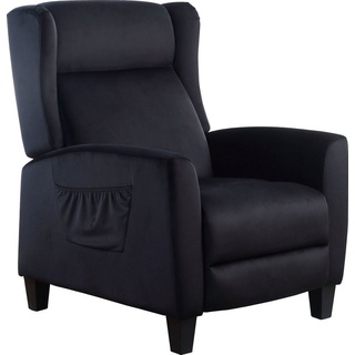 ATLANTIC home collection TV-Sessel, klassischer Ohrensessel mit Relaxfunktion und praktischer Seitentasche schwarz