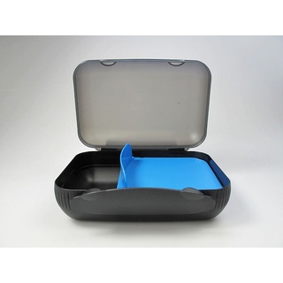 TUPPERWARE To Go Lunch-Box schwarz blau mit Teller Brotbox Sandwich Brotdose 7254
