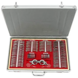 266Pcs Metal Optometry Optical Trial Lens Set Optometrie Metallrand Linse Testlinsen Frame Alukoffer, für den Hausgebrauch, um den Refraktionsfehler eines Patienten zu untersuchen - einschließlich Hyp