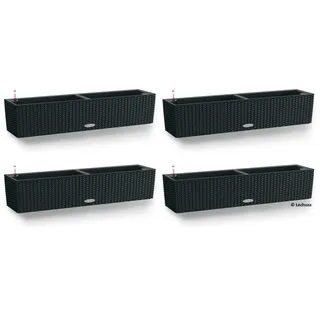 LECHUZA® Blumenkasten BALCONERA Cottage 80 Graphitschwarz All-in-One x 4