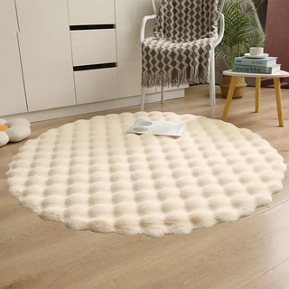 Favourite Garderoben-Schminktisch-Teppich, runder Teppich, antihaftbeschichteter Wollteppich, verdickter Teppich (Color : Beige, CH : 80cm)