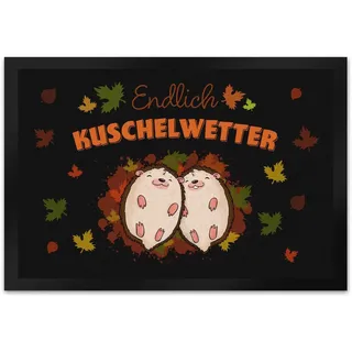 speecheese Fußmatte XL in 40x60 cm Endlich Kuschelwetter mit Igelpaar | herbstliche ein bunter und niedlicher Türvorleger für den Flur im Herbst