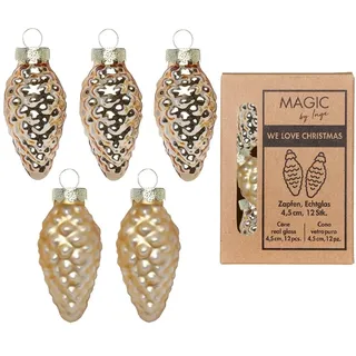 inges magic & goodz Inges Magic | Goodz 12 Glaszapfen 4,5cm Christbaumschmuck Weihnachtskugeln Weihnachtsbaumschmuck