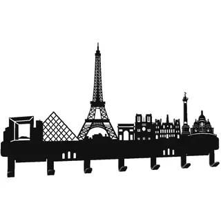 steland metallmanufaktur® Schlüsselbrett Skyline Metall Paris (30x10cm) – modernes Design ohne sichtbare Schrauben, extra Schlitze, inkl. Befestigung – Schlüsselhalter Flur Deko Schlüsselaufbewahrung