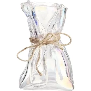 Antike, Handgefertigte Dekovase Aus Klarem Und Farbigem Glas, Vintage-vase Im Böhmischen Stil Mit Unregelmäßigem Design.