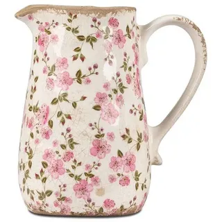 Formano Krug Vase Blumenvase in Vintage-Optik 21x19cm aus Keramik mit glasierter Oberfläche und Zitronen-Dekor verziert