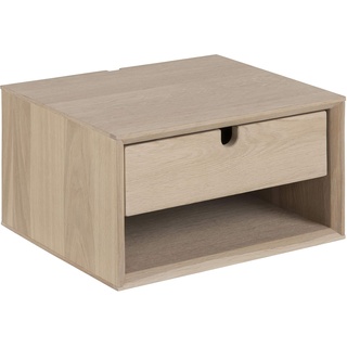 AC Design Furniture Lena Nachttisch aus Holz für Wandmontage, Beistelltisch mit 1 Schublade, Wandregal fürs Schlafzimmer, B: 37 x T: 32 x H: 21 cm, Eiche Furnier, 1 Stk.