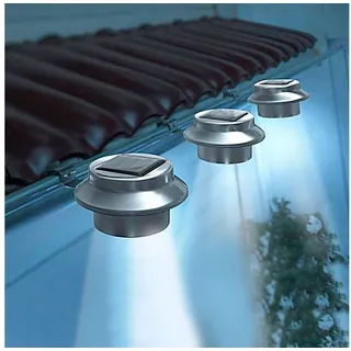 BURI Gartenleuchte LED Dachrinnenleuchten 3er-Set aus Edelstahl Zaunleuchte Wegelicht