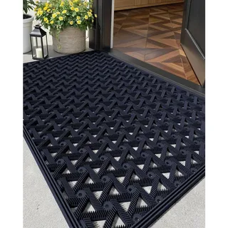LuxusKollektion Outdoorteppich Außen-Fußmatte Blau 61x91 cm Drainage robust