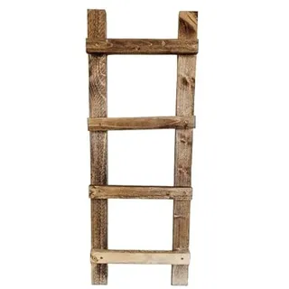 Rustikale Holzleiter, Wandregal mit 4 Stufen, 80 cm, Vintage Braun, Dekoratives Leiternregal