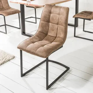 Industrial Freischwinger Stuhl MIAMI - antik taupe - Schwingstuhl Esszimmerstuhl