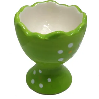 Land-Haus-Shop Eierbecher aus Keramik in grün, Oster Ei Eier Becher (1 Stück), für Küche, Ostern, Deko (LHS)