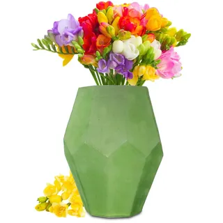 Sendez XXL Blumenvase 4,8 L Sofia Vase Tischvase Glasvase Dekovase Blumentopf Pflanztopf (Grün)