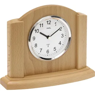 AMS Funktischuhr AMS "F5122/18", braun (buchefarben), Tischuhren, Wohnzimmer, Esszimmer, Holz, buchefarben,Made in Germany