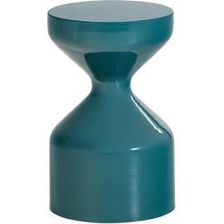 WOOOD Floyd Beistelltisch, Metall, Petrol Blau | Kleiner Beistelltisch, Hochglanz Design, Sofatisch in Sanduhrform, Moderner Ablagetisch für Wohnzimmer, 47 x 30 x 30 cm