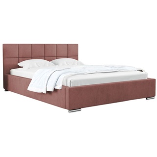 Carlo 200 x 200 cm - Polsterbett mit Bettkasten und Holzrahmen - Doppelbett mit höher Kopstütze - Ohne Matraze  - Rosa