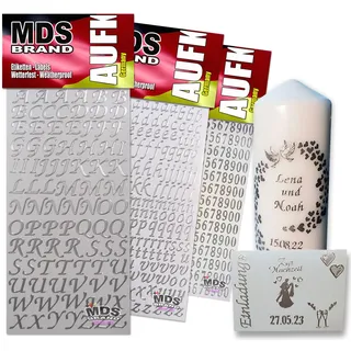 MDS Brand 1,5cm Buchstaben zum aufkleben einfach zum basteln und gestalten von Scrapbook & Karten, auch EIN Super Alternative zu wachsbuchstaben Kerzen 71 (Silber)