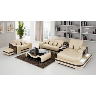 JVmoebel Ecksofa, Set Couch Polster Eck Garnitur + Sessel Wohnlandschaft L Form beige|schwarz