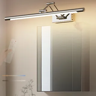 TZSMUM LED Bad Wandlampe mit Fernbedienung 2700K-6500K Wandleuchte Batteriebetrieben Wandbeleuchtung Touch Steuerung Dimmbare Wandleuchten Indoor Lange für Leseleuchte Bilder Leuchte (Silbrig,40cm)