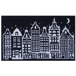 Gift Company Fussmatte, Motiv: Townhouses, schwarz/weiß, 45x75cm