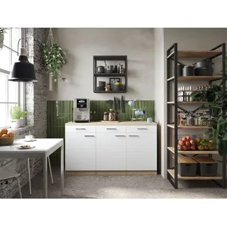 Respekta Unterschrank 150 cm Eiche Sägerau 150 x 60 x 85 cm Weiß