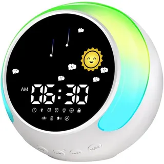 yozhiqu Wecker Wecker, einstellbares Licht, Bluetooth-Smart-Speaker-Funktion Touch-Sensor-Nachtlicht-Timer, 12 Lichter, 8 Umgebungsgeräusche