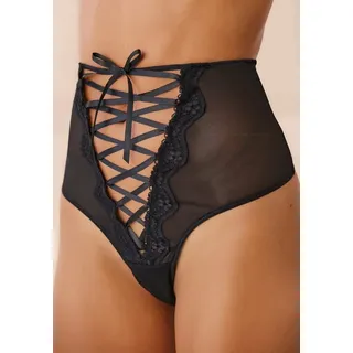 petite fleur gold High-Waist-String mit Ouvert-Öffnung schwarz 52/54