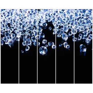 Bilderdepot24 Schiebegardine modern Flächenvorhang blickdicht Diamantenglanz (5 St), halbtransparent, Wohnzimmer große Flächengardine lichtdurchlässig als Klemm-System schwarz 300 cm x 250 cm