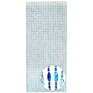 Türvorhang Perlenvorhang OCEAN aus Kunststoff blau 90x200cm, Kobolo, Ösen (1 St), transparent blau