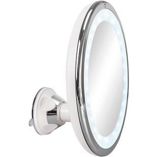 Kleine Wolke Kosmetikspiegel Flexy Max mit 10-facher Vergrößerung und LED Beleuchtung, Durchmesser 20 cm, Material: ABS/Glas