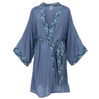 Guru-Shop Kimono Kurzer Kimono, Boho Kimonomantel - blau, alternative Bekleidung blau