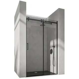 doporro Teramo19K Duschtür rechts 150 x 195 cm schwarz Klarglas 150