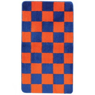 Luca Chess Badematte - Blau / Orange 67x117