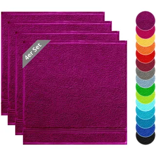 Lashuma Küchenhandtücher 50x50, Frottee Trockentücher 4er Set Lila | 450 gsm Frottee aus 100% Baumwolle für Küche als Händehandtuch